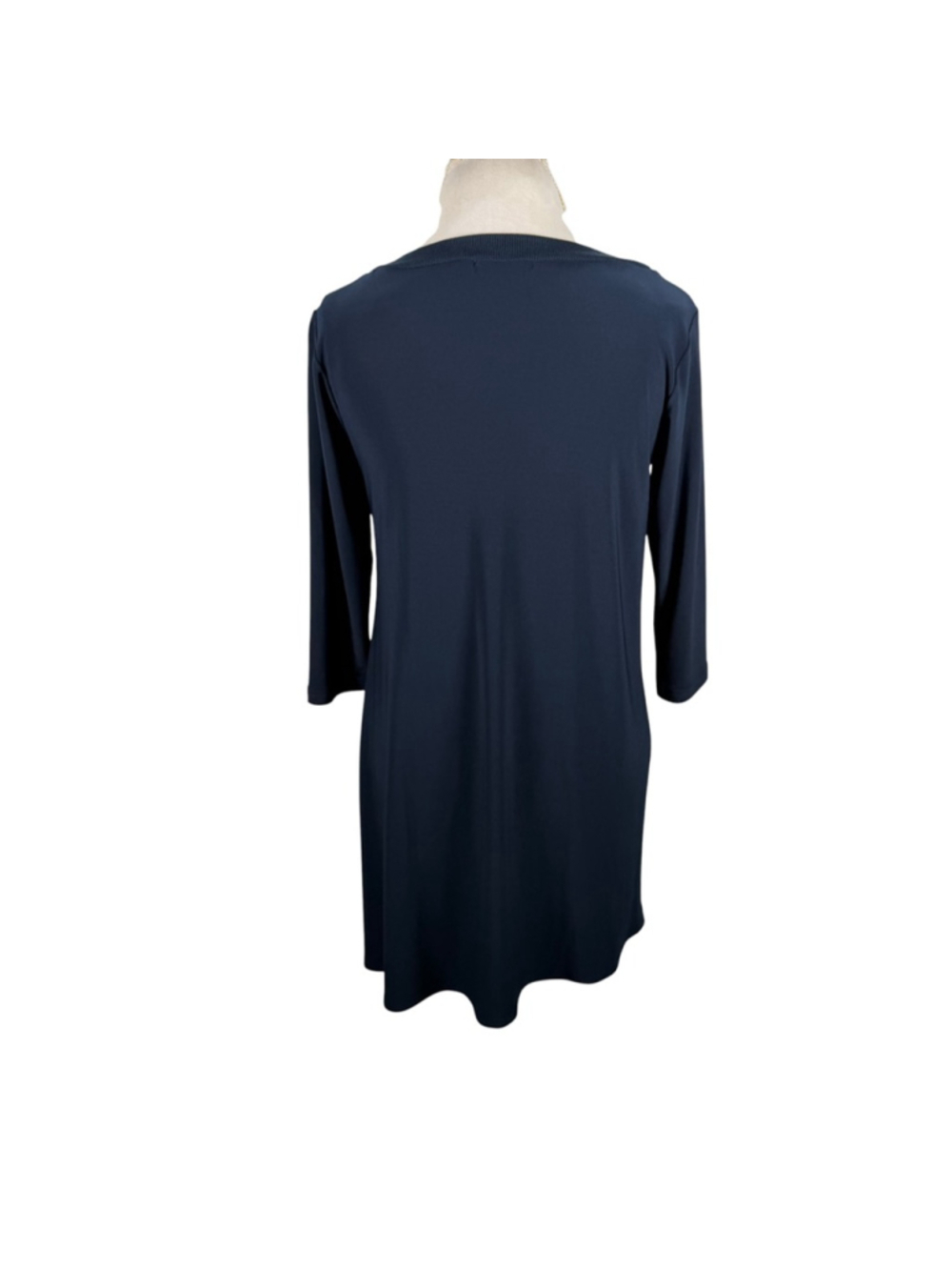Sympli Trapeze Tunic Top Navy 3/4 Sleeve Jersey Knit Asymmetrical Hem Size 6 - Picture 4 of 13